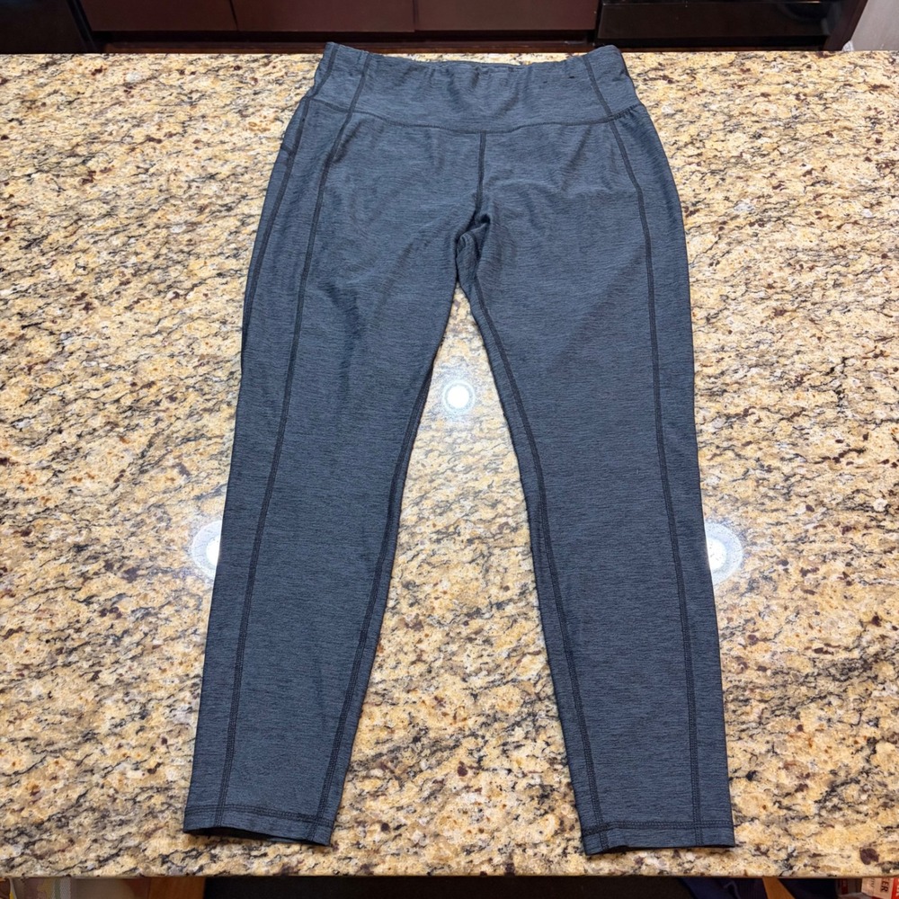 Avia Womens High Waisted Leggings Gray Melange Athletic Pants L 12-14 ws
